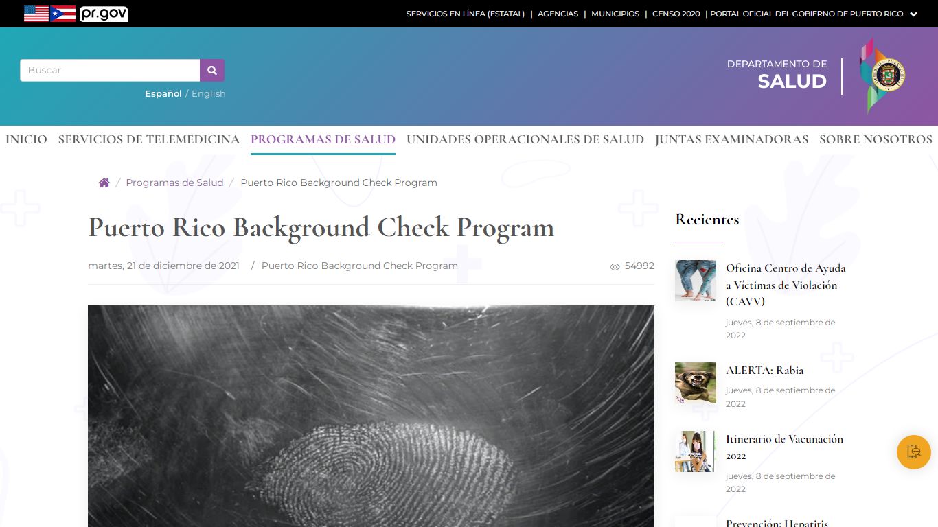 Puerto Rico Background Check Program - Salud